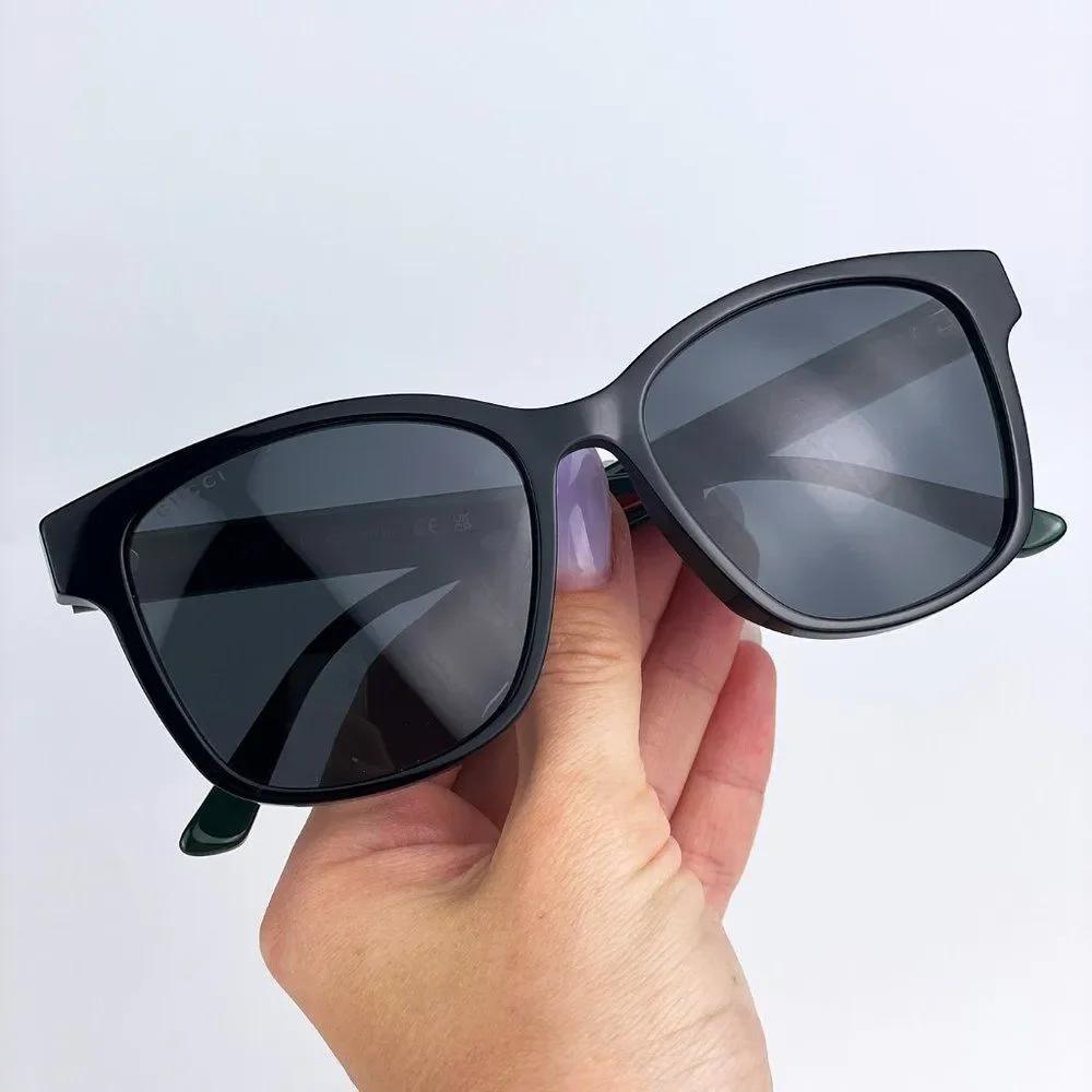 🔥Gucci GG0417SK 001 Sunglasses Black Multicolour Grey Oval Unisex